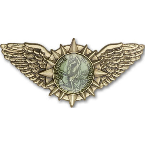 Bliss St. Christopher / Wings Visor Clip, Antique Gold Bliss St. Christopher / Wings Visor Clip, Antique Gold