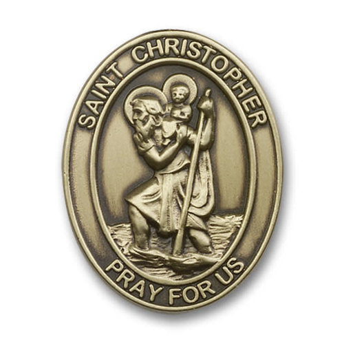 Bliss St. Christopher Visor Clip, Antique Gold Bliss St. Christopher Visor Clip, Antique Gold