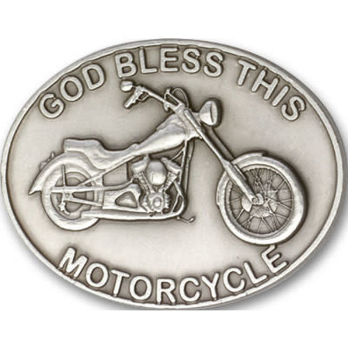 Bliss God Bless This Motorcycle Visor Clip, Antique Silver