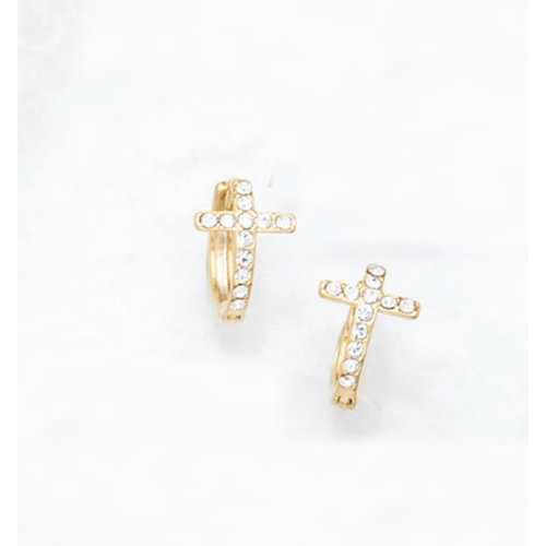 Hoop Cross Huggie Earrings by Be-Je Hoop Cross Huggie Earrings by Be-Je