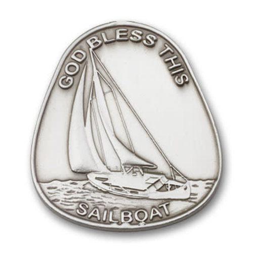 Bliss God Bless This Sailboat Visor Clip, Antique Silver Bliss God Bless This Sailboat Visor Clip, Antique Silver