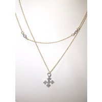 Gold Double Chain Pave Cross Necklace by Be-Je