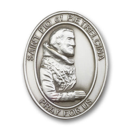 Bliss St. Pio of Pietrelcina Visor Clip, Antique Silver Bliss St. Pio of Pietrelcina Visor Clip, Antique Silver
