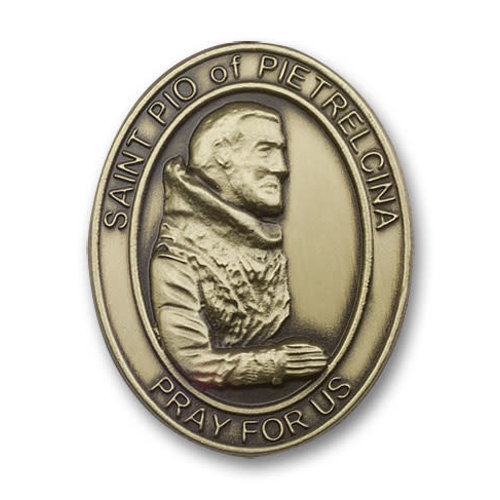 Bliss St. Pio of Pietrelcina Visor Clip, Antique Gold Bliss St. Pio of Pietrelcina Visor Clip, Antique Gold