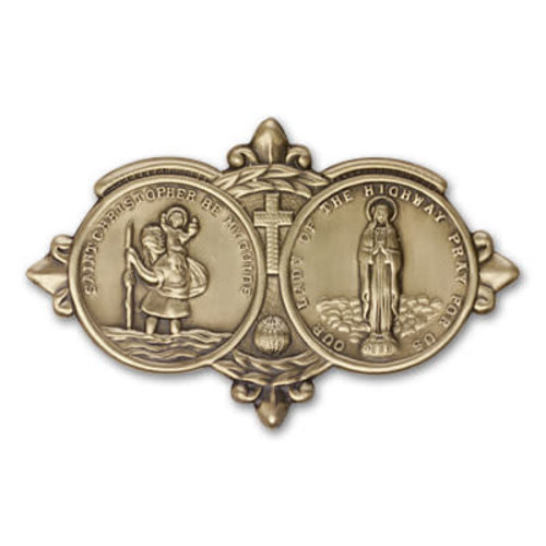 Bliss Our Lady of the Highway Visor Clip, Antique Gold
