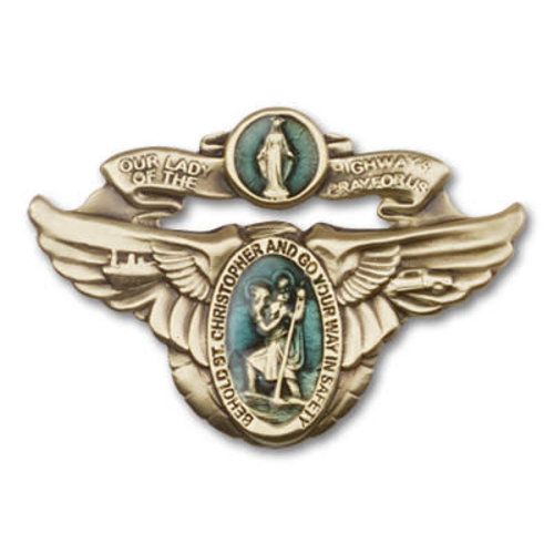 Bliss Our Lady of the Highway Visor Clip, Antique Gold Bliss Our Lady of the Highway Visor Clip, Antique Gold