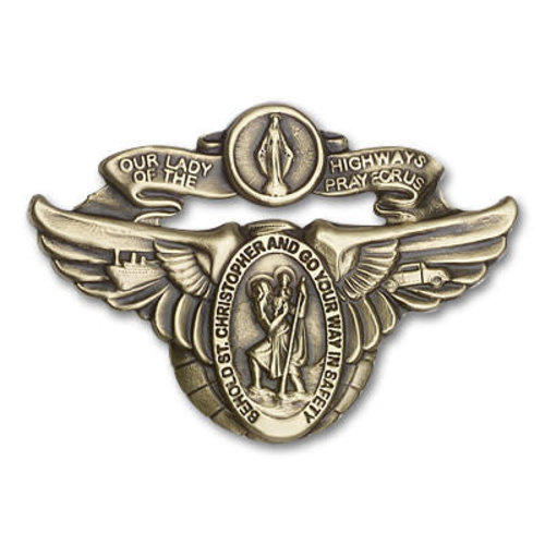 Bliss Our Lady of the Highway Visor Clip, Antique Gold Bliss Our Lady of the Highway Visor Clip, Antique Gold