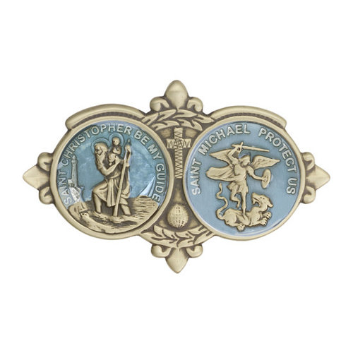 Bliss St Christopher / St Michael Visor Clip, Antique Gold Bliss St Christopher / St Michael Visor Clip, Antique Gold