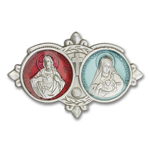 Bliss Jesus / Mary Visor Clip, Antique Silver Bliss Jesus / Mary Visor Clip, Antique Silver