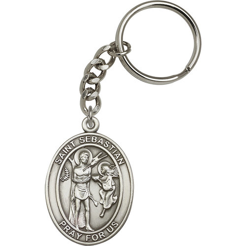 Bliss St. Sebastian Keychain, Antique Silver Bliss St. Sebastian Keychain, Antique Silver
