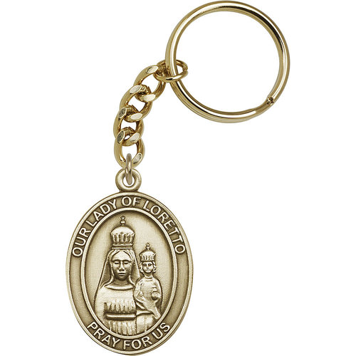 Bliss Our Lady of Loretto Keychain, Antique Gold