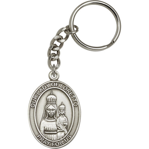 Bliss Our Lady of Loretto Keychain, Antique Silver Bliss Our Lady of Loretto Keychain, Antique Silver