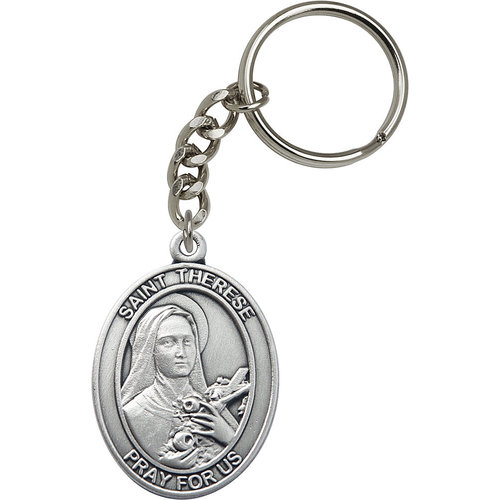 Bliss St. Therese of Lisieux Keychain, Silver Oxide Bliss St. Therese of Lisieux Keychain, Silver Oxide