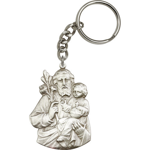 Bliss St. Joseph Keychain, Antique Silver Bliss St. Joseph Keychain, Antique Silver
