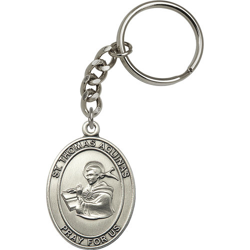 Bliss St. Thomas Aquinas Keychain, Silver Oxide Bliss St. Thomas Aquinas Keychain, Silver Oxide