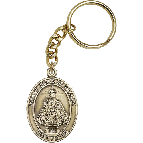 Bliss Infant of Prague Keychain, Antique Gold Bliss Infant of Prague Keychain, Antique Gold