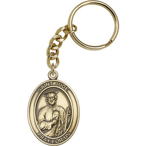 Bliss St. Jude Keychain, Antique Gold