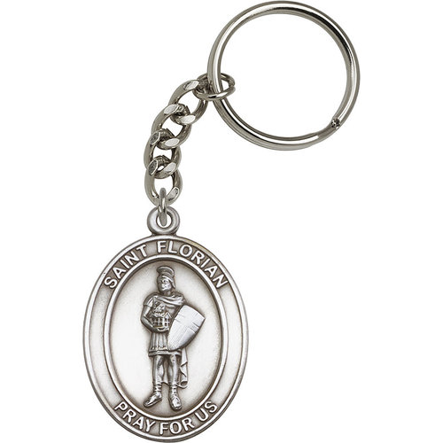 Bliss St. Florian Keychain, Antique Silver