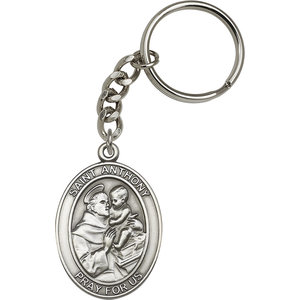 Bliss St. Anthony Keychain, Antique Silver
