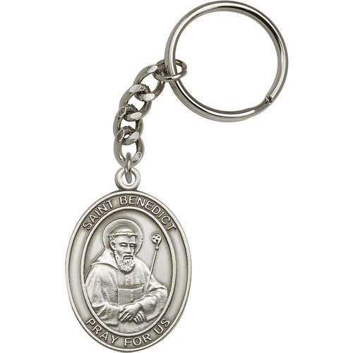 Bliss St. Benedict Keychain, Antique Silver Bliss St. Benedict Keychain, Antique Silver
