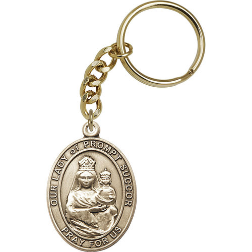 Bliss Our Lady of Prompt Succor Keychain, Gold Oxide Bliss Our Lady of Prompt Succor Keychain, Gold Oxide