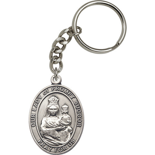 Bliss Our Lady of Prompt Succor Keychain, Silver Oxide Bliss Our Lady of Prompt Succor Keychain, Silver Oxide