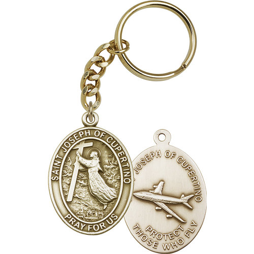 Bliss St. Joseph of Cupertino Keychain, Antique Gold