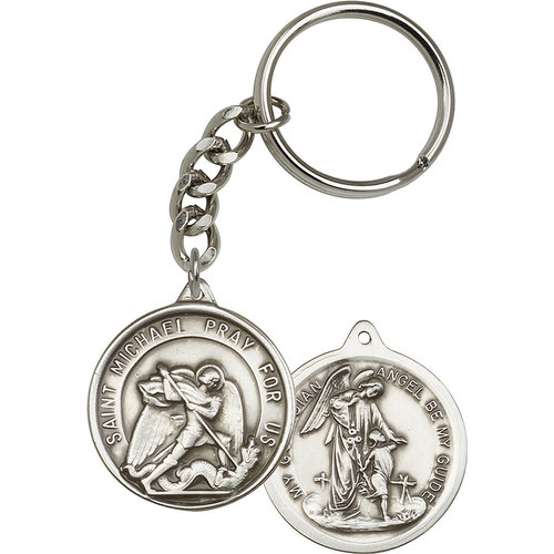 Bliss St. Michael the Archangel Keychain, Antique Silver