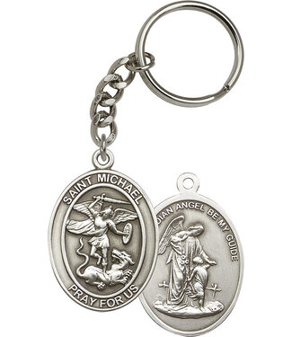 Bliss St. Michael the Archangel Keychain, Antique Silver