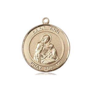 Bliss 14kt Gold St. Ann Medal - Round, Large