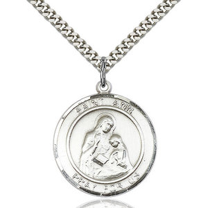 Bliss St. Ann Pendant - Round, Large, Sterling Silver