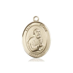 Bliss St. Peter the Apostle Medal - Oval, Medium, 14kt Gold