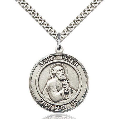 Bliss St. Peter the Apostle Pendant -Round, Large, Sterling Silver Bliss St. Peter the Apostle Pendant -Round, Large, Sterling Silver