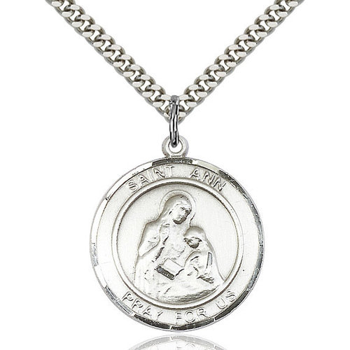 Bliss St. Anne Pendant - Round, Large, Sterling Silver