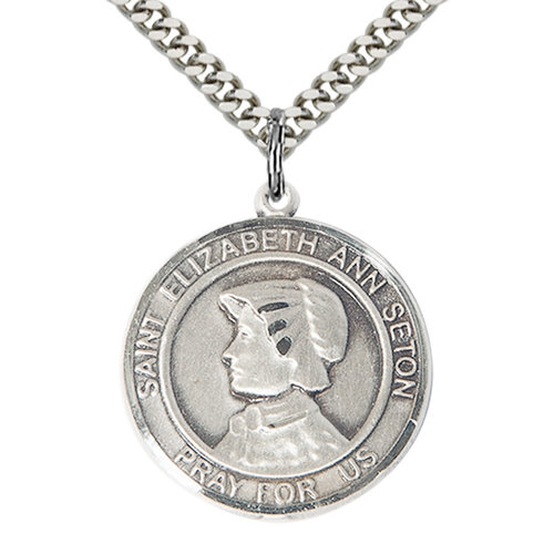 Bliss St. Elizabeth Ann Seton the Apostle Pendant -Round, Large, Sterling Silver Bliss St. Elizabeth Ann Seton the Apostle Pendant -Round, Large, Sterling Silver