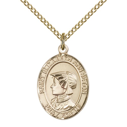 Bliss St. Elizabeth Ann Seton the Apostle Medal - Oval, Medium, 14kt Gold Bliss St. Elizabeth Ann Seton the Apostle Medal - Oval, Medium, 14kt Gold