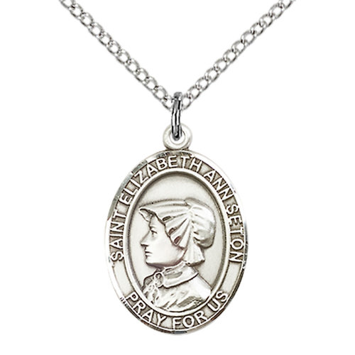 Bliss St. Elizabeth Ann Seton the Apostle Pendant - Oval, Medium, Sterling Silver Bliss St. Elizabeth Ann Seton the Apostle Pendant - Oval, Medium, Sterling Silver