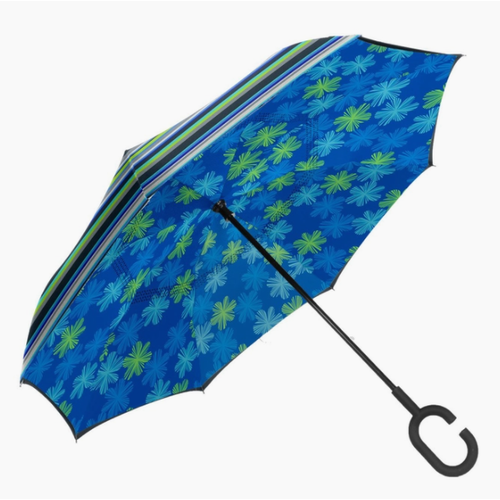 Unbelievabrella, Dual Print Reverse Manual Stick Umbrella - Emerson Blue/Jett Unbelievabrella, Dual Print Reverse Manual Stick Umbrella - Emerson Blue/Jett
