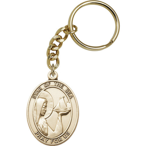 Bliss Our Lady Star of the Sea Keychain, Gold Oxide Bliss Our Lady Star of the Sea Keychain, Gold Oxide
