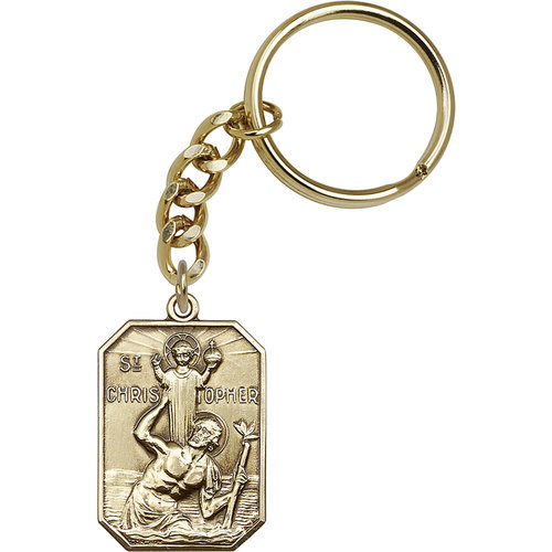 Bliss St. Christopher Keychain, Antique Gold