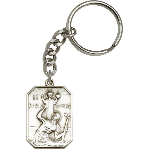 Bliss St. Christopher Keychain, Antique Silver Bliss St. Christopher Keychain, Antique Silver