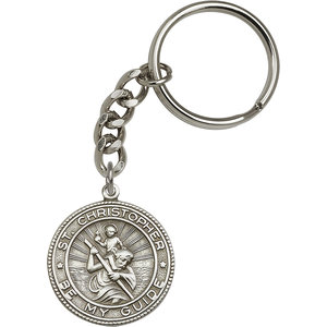 Bliss St. Christopher Keychain, Antique Silver