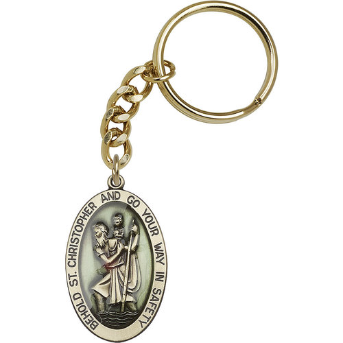 Bliss St. Christopher Keychain, Antique Gold Bliss St. Christopher Keychain, Antique Gold