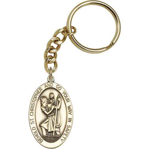 Bliss St. Christopher Keychain, Antique Gold Bliss St. Christopher Keychain, Antique Gold