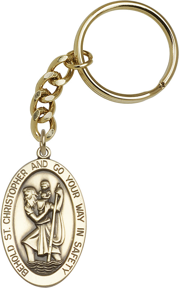 Christopher Keychain bliss Antique Gold Tone St Christopher Keychain bliss Antique Gold Tone St