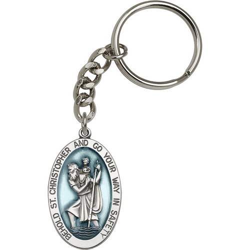 Bliss St. Christopher Keychain, Antique Silver Bliss St. Christopher Keychain, Antique Silver