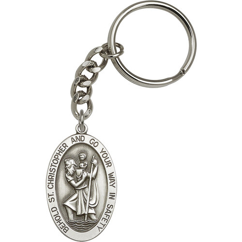 Bliss St. Christopher Keychain, Antique Silver Bliss St. Christopher Keychain, Antique Silver