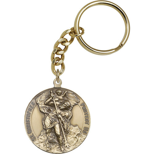 Bliss St. Christopher Keychain, Antique Gold Bliss St. Christopher Keychain, Antique Gold