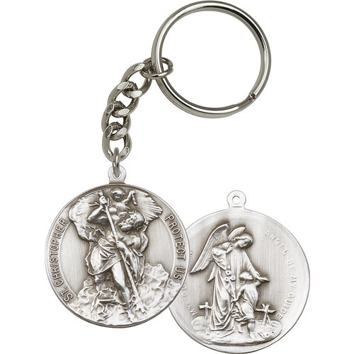 Bliss St. Christopher Keychain, Antique Silver Bliss St. Christopher Keychain, Antique Silver