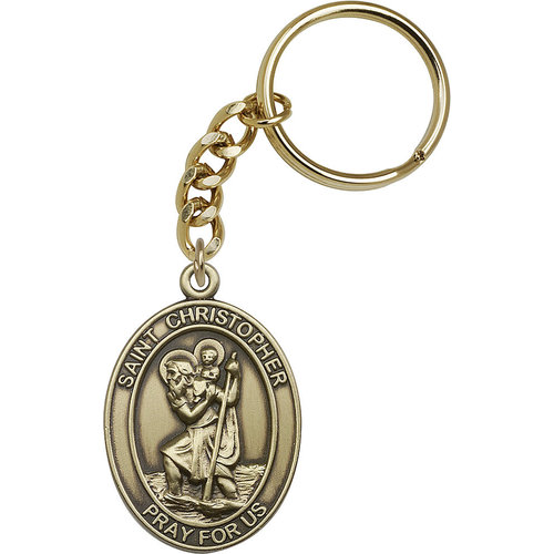 Bliss St. Christopher Keychain, Antique Gold Bliss St. Christopher Keychain, Antique Gold
